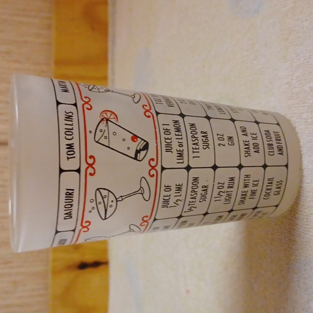 Cocktails Mixing Glass With Drink Recipes, Colorful Graphics
